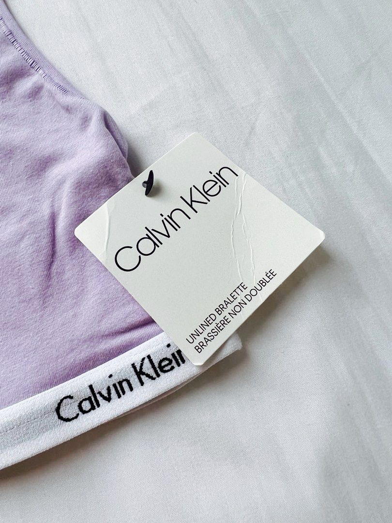 CK Bralette Large - Calvin Klein Women's Carousel Unlined Bralette -  Lavender - sports bra crop top large, Women's Fashion, Activewear on  Carousell