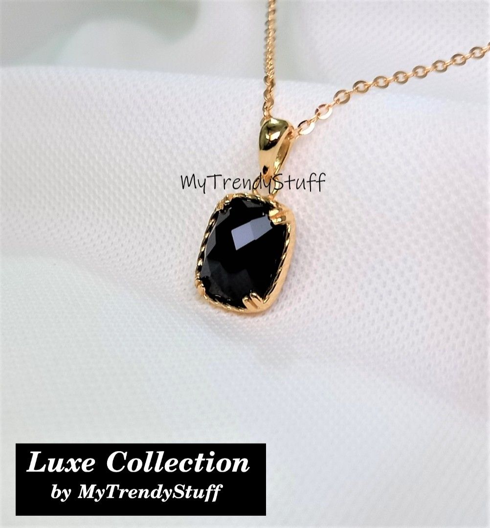 Classy A Grade Natural Black Agate Pendant Necklace in 925