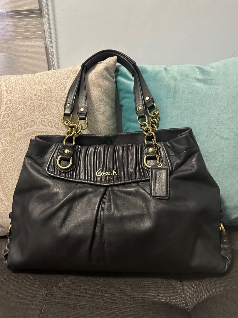Coach black Pleated leather Ashley bag Luxury Bags Wallets on Carousell