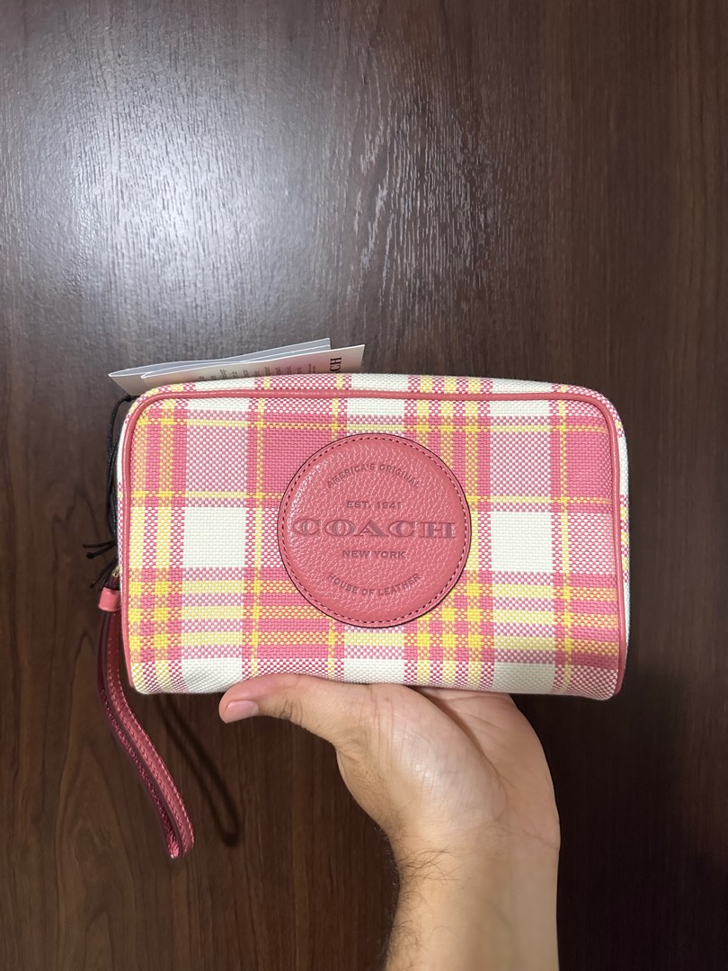 Coach pink hot sale plaid purse