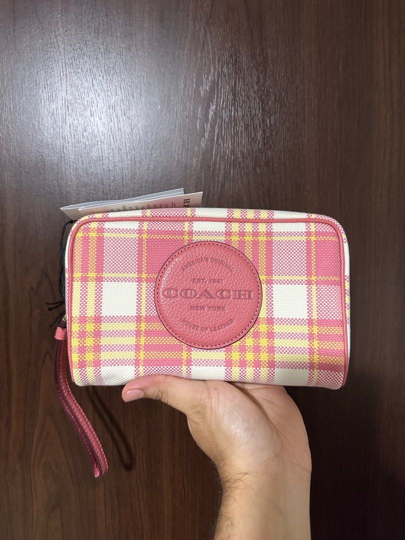 Coach EST 1941 Pouch Pink Plaid Brand New Luxury Bags Wallets on Carousell