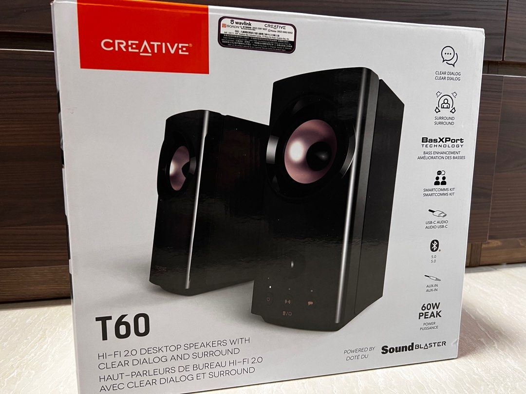 Creative T60 Hi-Fi 2.0 Speaker, 音響器材, Soundbar、揚聲器、藍牙