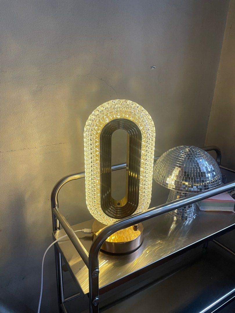 crystal lantern table desk touch lamp (Category: Lighting) located in Quezon City. Submitted by nabi1004 (Listing ID 1244151514, Image 2). Description: touch lamp 3 light settings dimensions: length 10 cm, height 26cm powered thru type c cable abs material not glass hence the cheap price Follow silverhome.ph on IG for more .