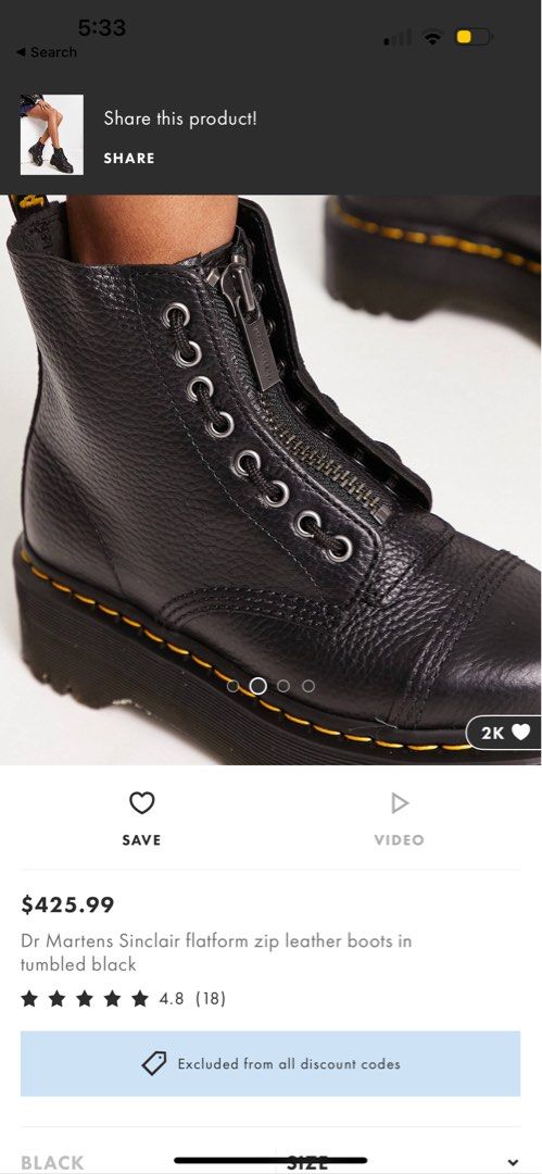 Dr Martens Sinclair Leather Platform Boots Women s Fashion