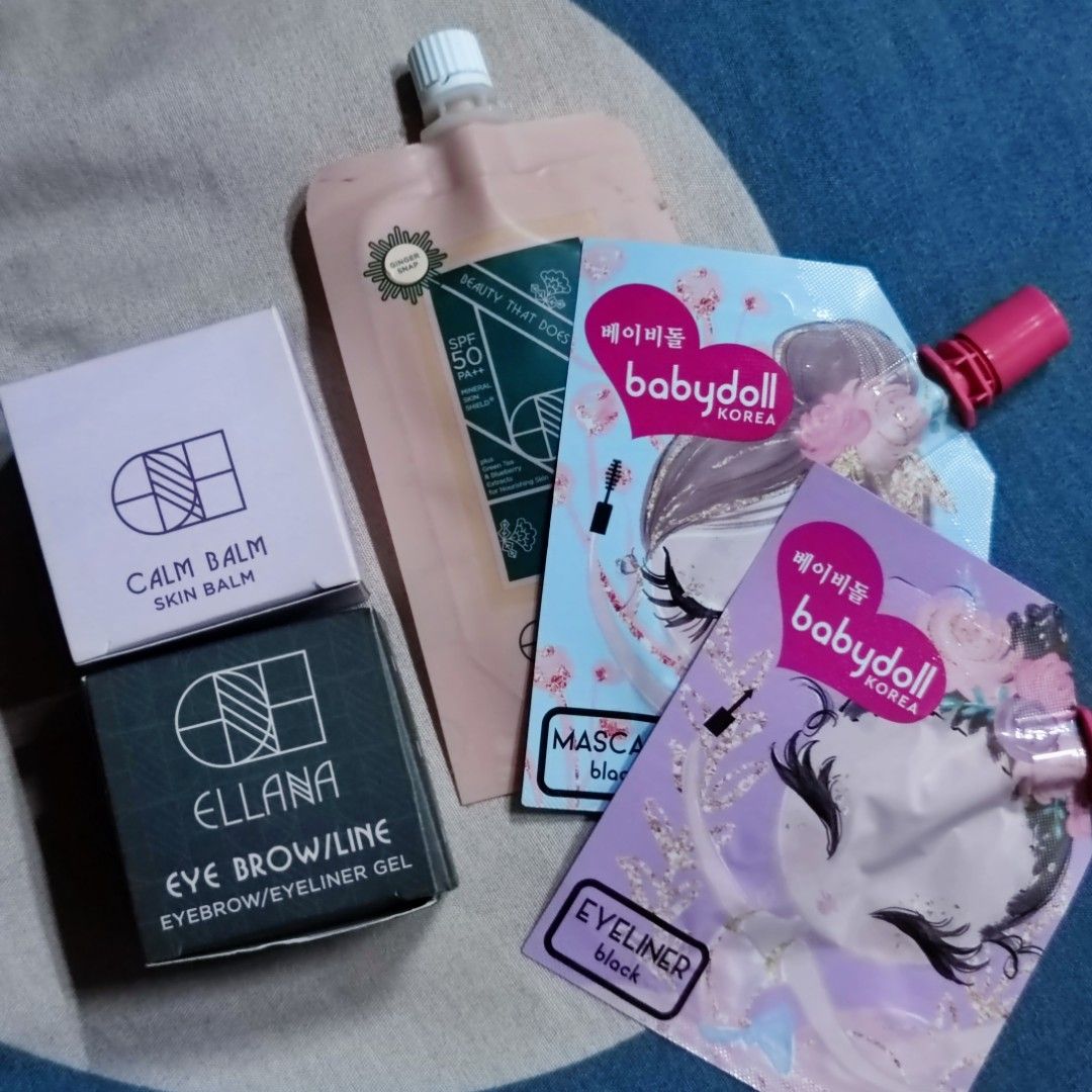 Ellana minerals cosmetics BUNDLE (Category: Makeup) located in Makati City. Submitted by declutteringyk (Listing ID 1244241196, Image 1). Description: individual price 200 og bb 200 eye brow/line 200 calm balm 200 baby doll 2x.