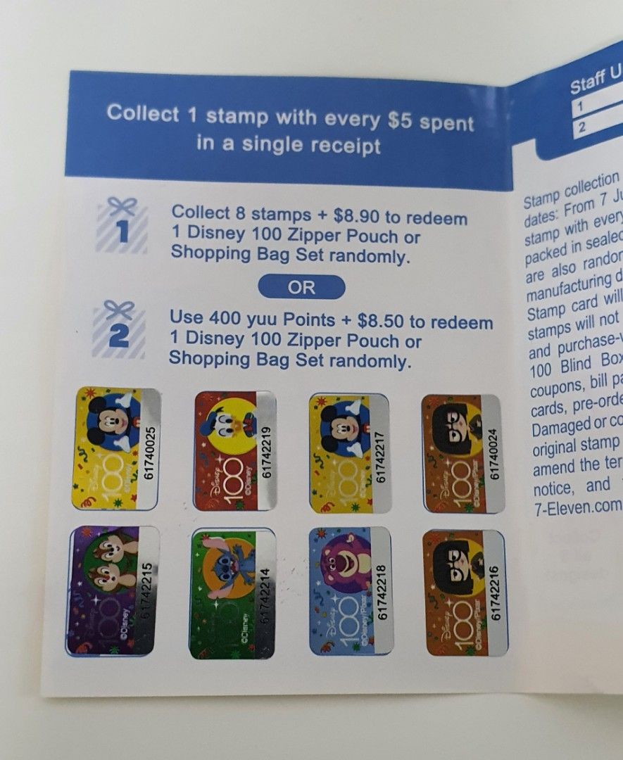 FREE 711 Disney Stamp Collection Card, Everything Else on Carousell