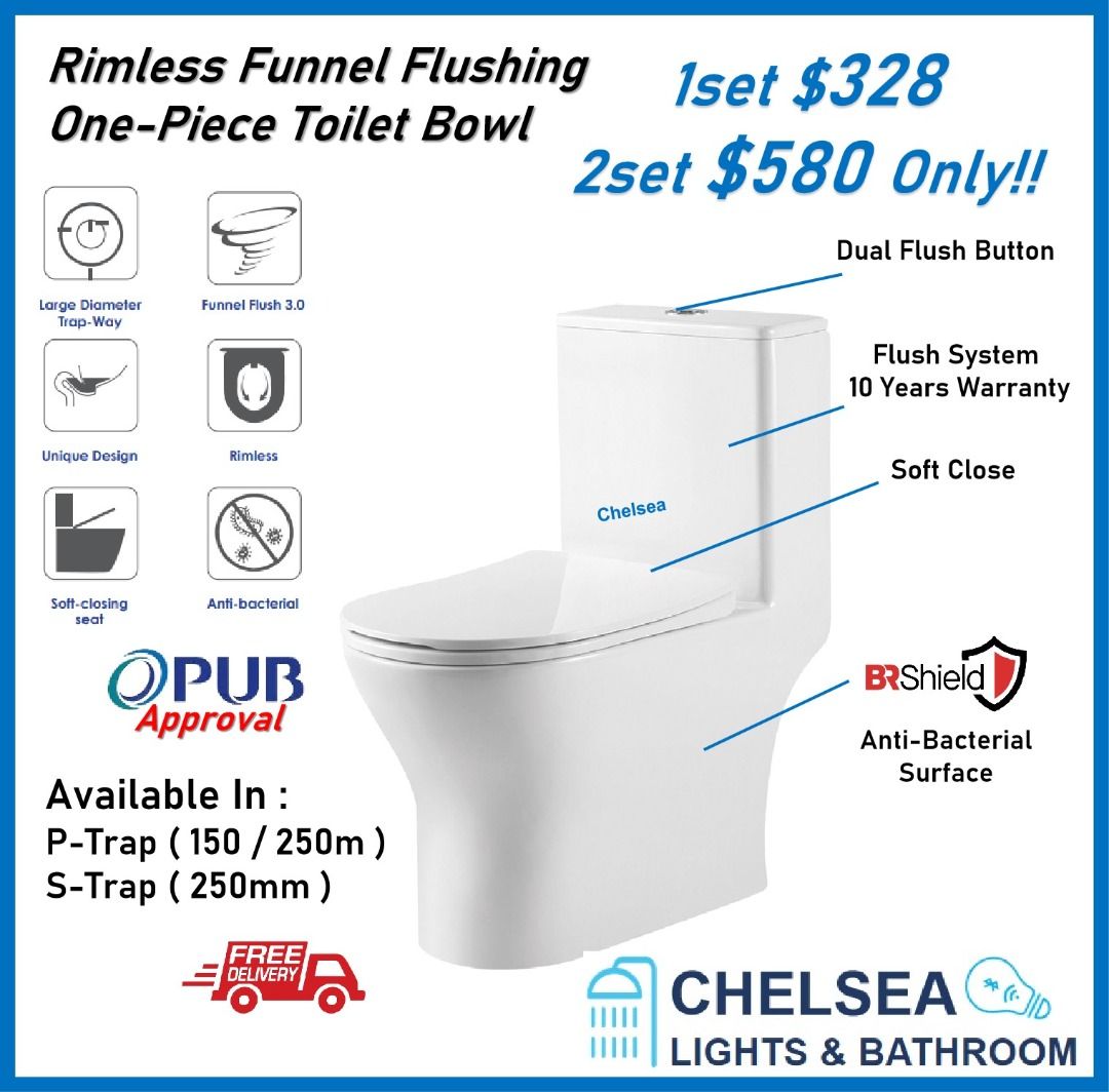 Free Delivery - 2sets Rimless Vortex Flushing toilet bowl WC white ...