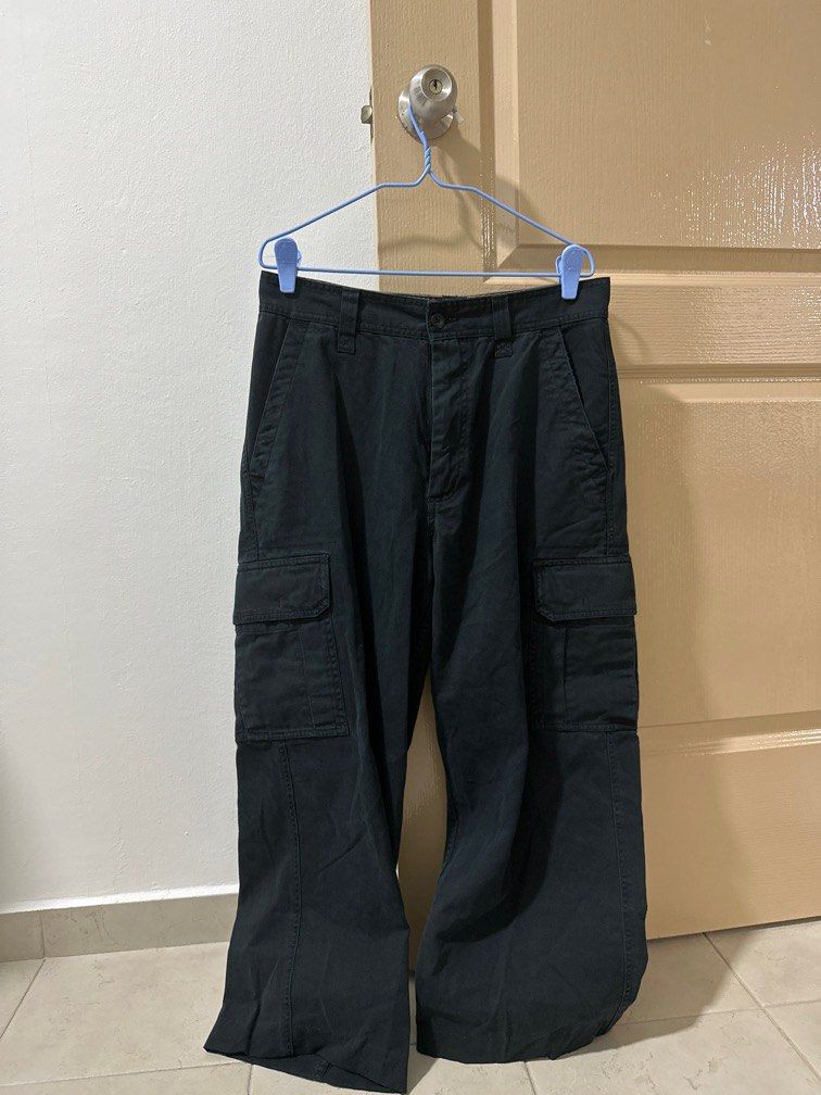 Petite Navy Pocket Detail Cargo Pants