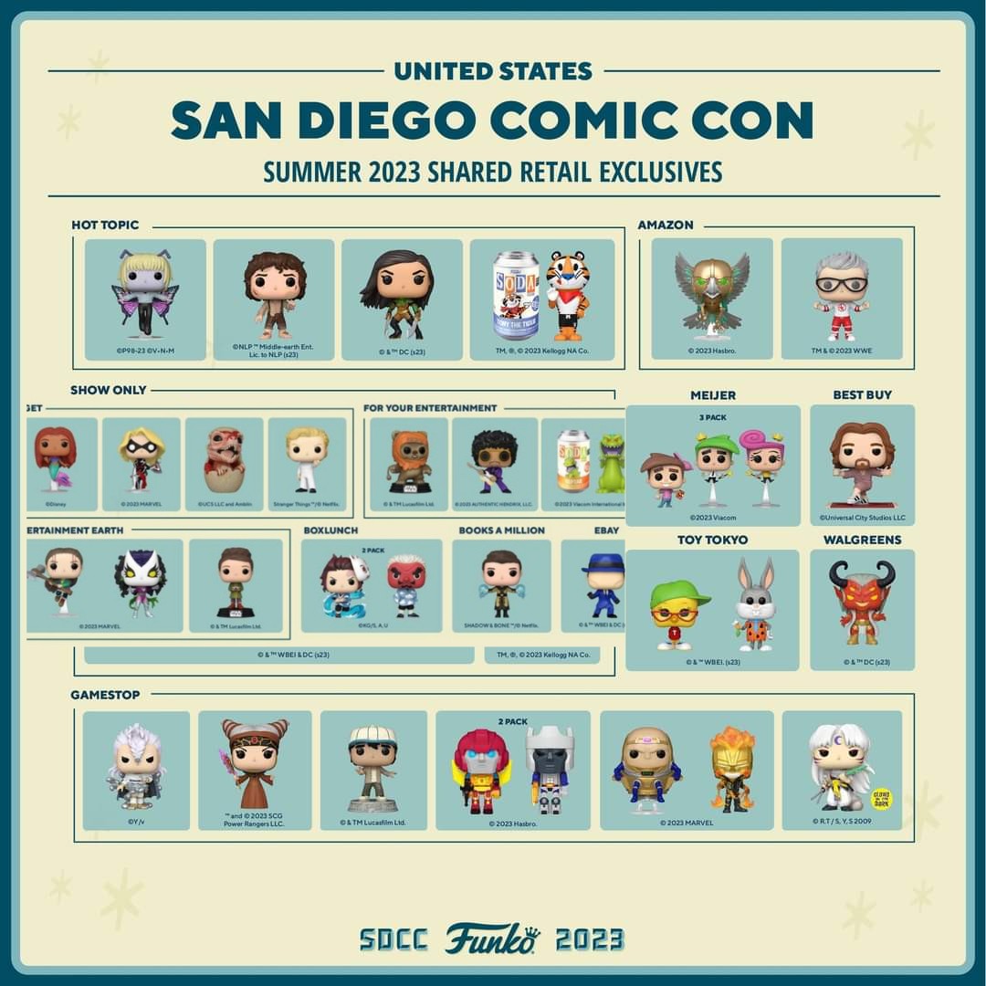 Funko 2023 SDCC "Shared" Exclusives Preorder, Hobbies & Toys, Toys