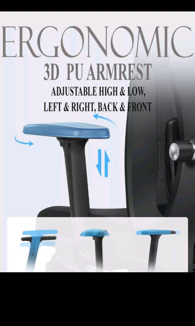 Gaming Kerusi Pejabat Ergonomic office chair, Furniture & Home Living