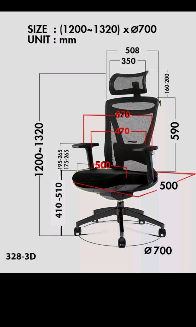 Gaming Kerusi Pejabat Ergonomic office chair, Furniture & Home Living