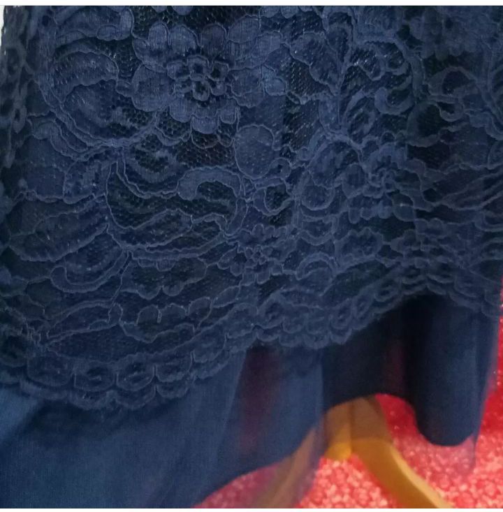 GAUN BRUKAT BIRU DONGKER, Fesyen Wanita, Pakaian Wanita, Gaun & Rok di