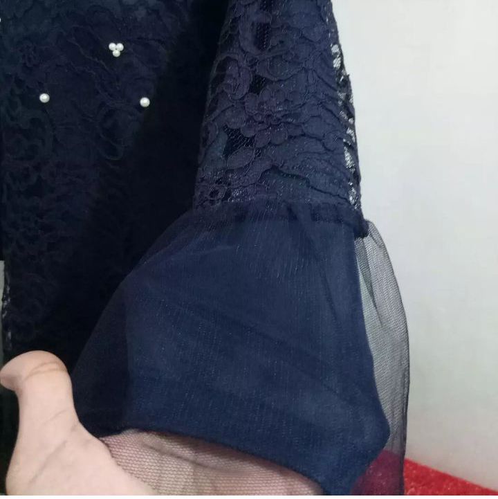 GAUN BRUKAT BIRU DONGKER, Fesyen Wanita, Pakaian Wanita, Gaun & Rok di