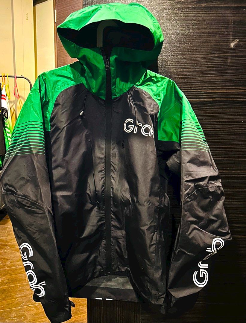 All black outlet rain jacket