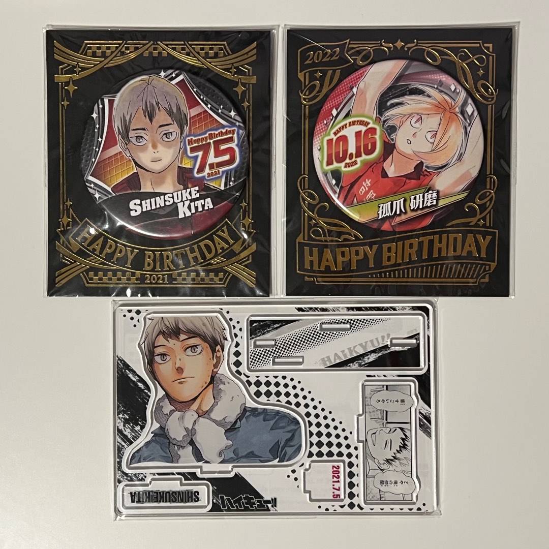 Haikyuu Birthday Merch Kita 2021 Birthday Badge & Acrylic Stand Kenma 2022 Birthday Badge