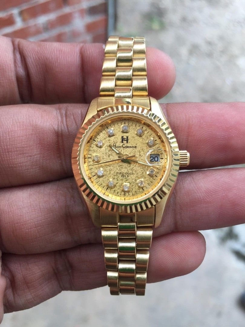 Hari Corinne FINE GOLD DIAL 999.9 Gold face men's quarts