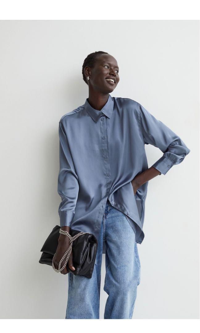 Oversized satin sale blouse