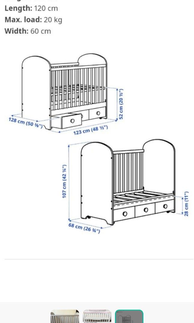 IKEA GONATT Baby Cot Crib, Babies & Kids, Baby Nursery & Kids Furniture