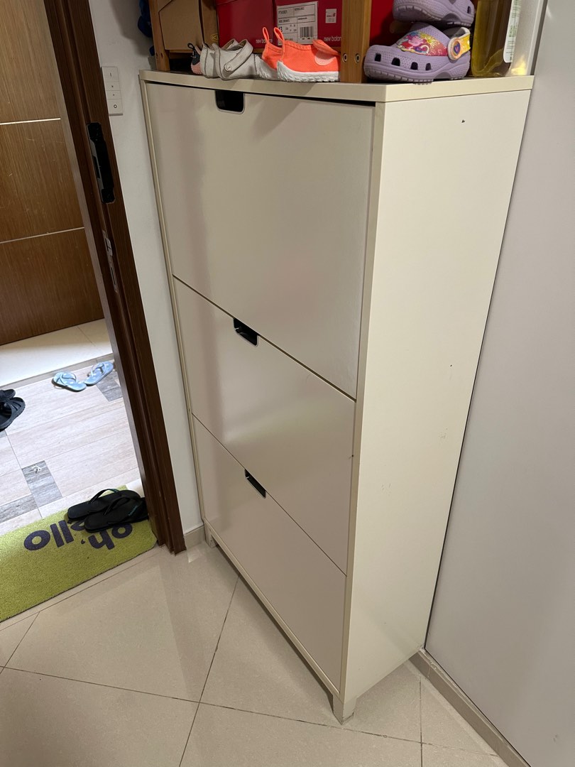 IKEA ST LL Shoe cabinet with 3 compartments white 79x29x148 cm