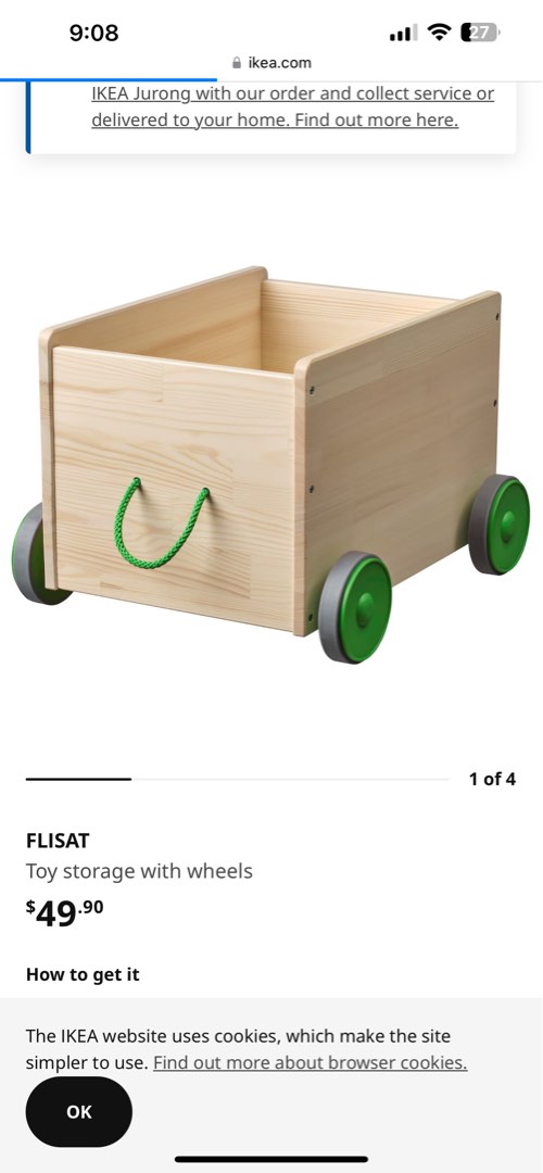 IKEA toy storage with wheels, Furniture & Home Living, Furniture, Other