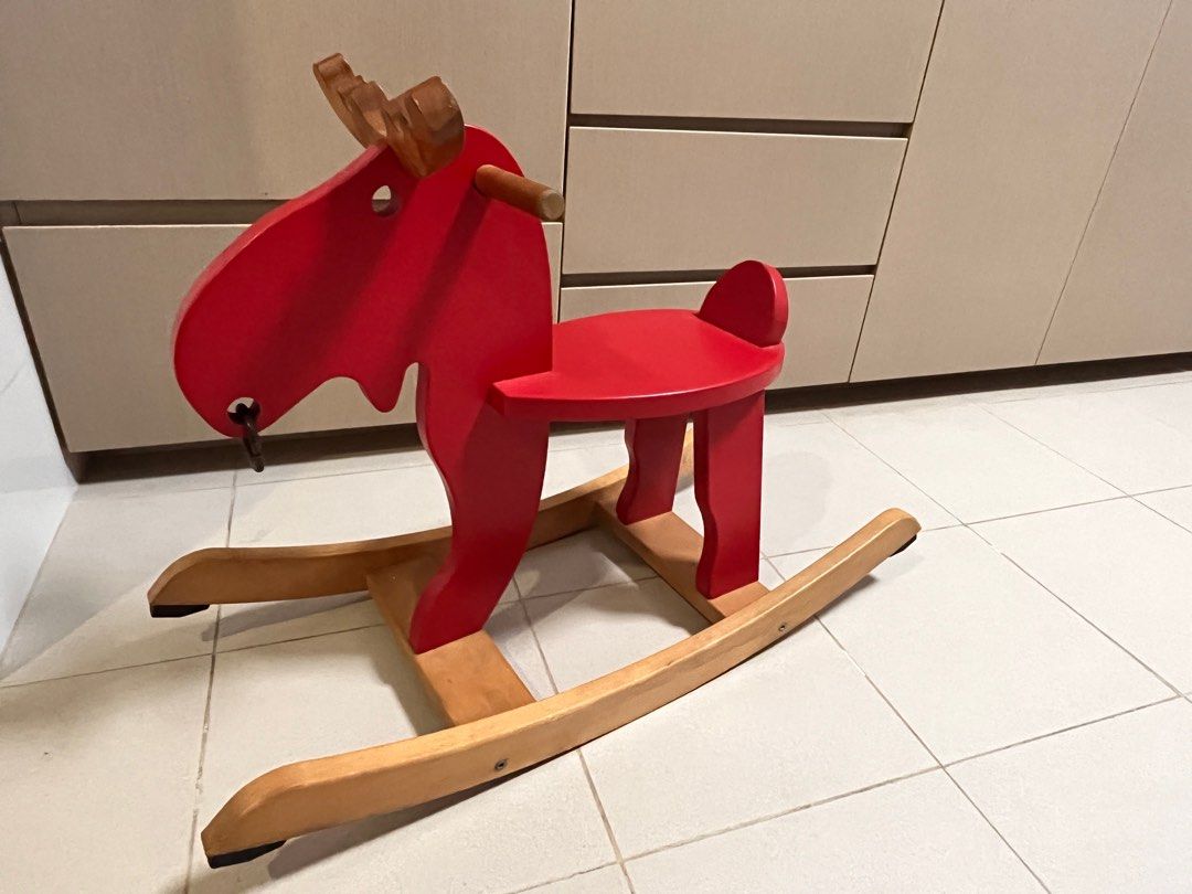 Ikea wooden moose rocker Hobbies Toys Toys Games on Carousell