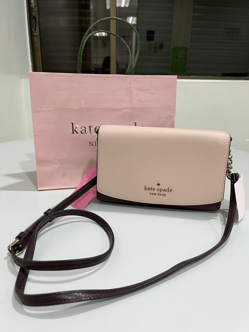 Kate Spade Staci Half Moon Small Shoulder Bag Crossbody Deep Water Pink 