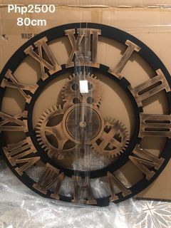 Large wooden wall clock 31.5 inch modern industrial