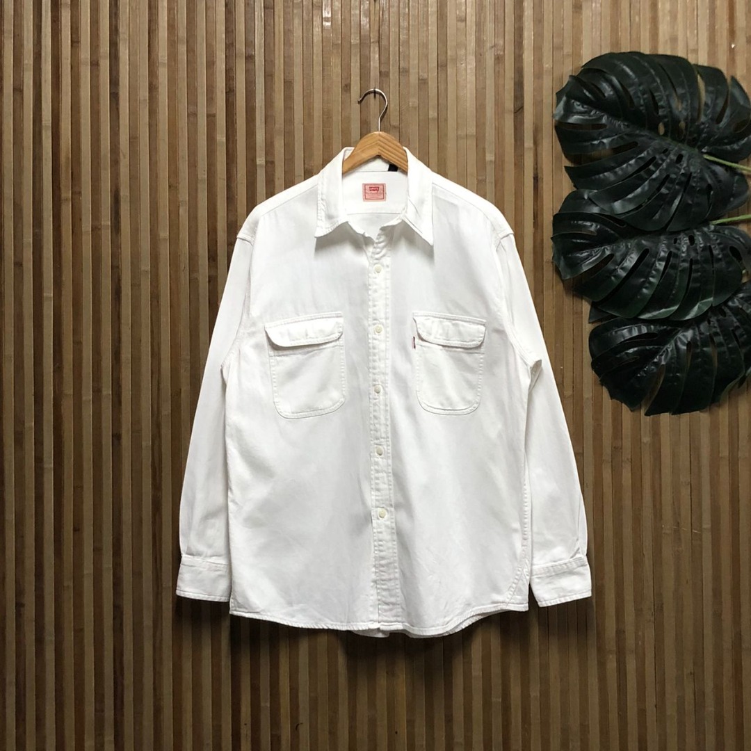 Levis White Denim Jacket, Men's Fashion, Tops & Sets, Formal Shirts on ...