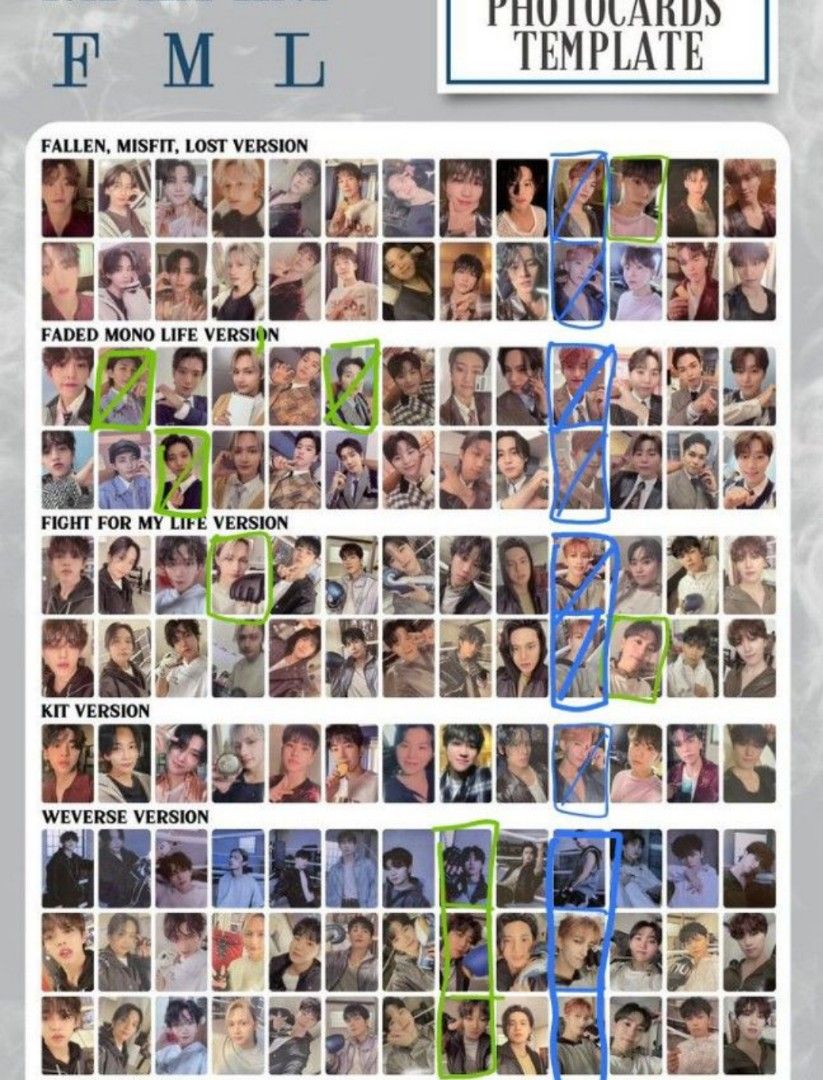LF/wtt FML pcs (Category: K-Wave Merchandise) located in Singapore. Submitted by clar1c3_10 (Listing ID 1244205379, Image 2). Description: LF all the uncrossed Dokyeom look at my other listings for the sticker n bookmarks! green - have blue - found red - reserved/pending pls help finish my collection 🫶🫶 meetups n mailing both can meetups r best to be at punggol but can be discussed.