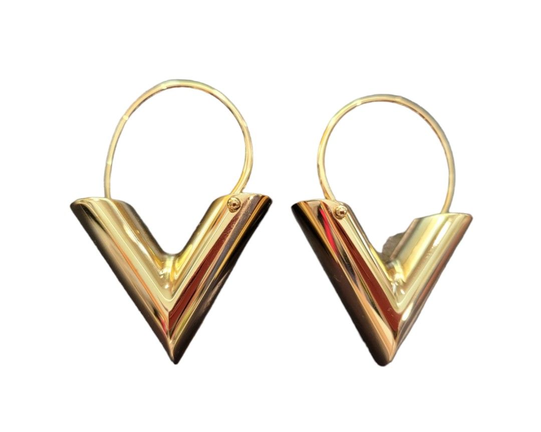 Louis Vuitton Crystal Essential V Hoop Earrings - Gold-Tone Metal