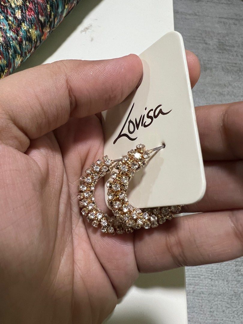 Gold diamante hoop earrings top