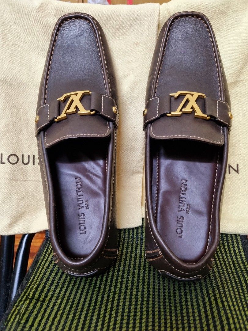 Louis Vuitton Black Lame Leather Monte Carlo Moccasin Loafers Size