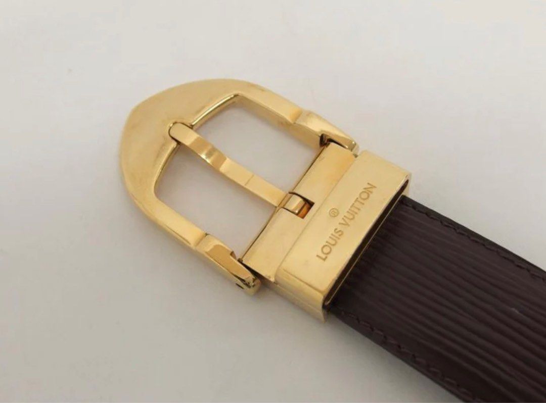Louis Vuitton Black Epi Leather Ceinture Belt White gold Metal ref