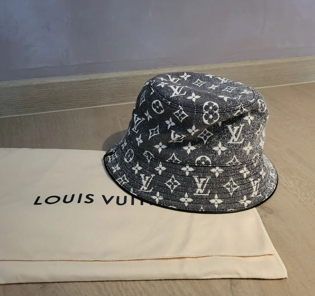 LV monogram jacquard denim bucket hat, Luxury, Accessories on Carousell