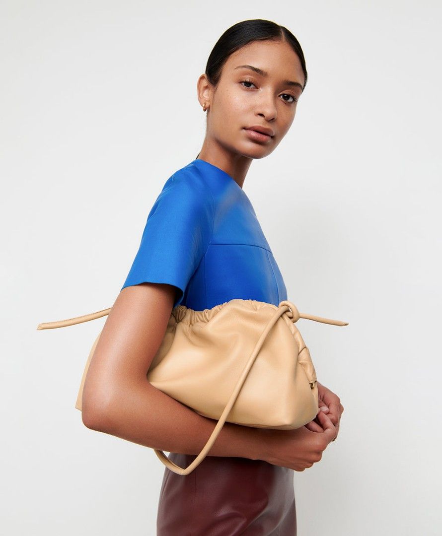 Leather cloud clutch deals