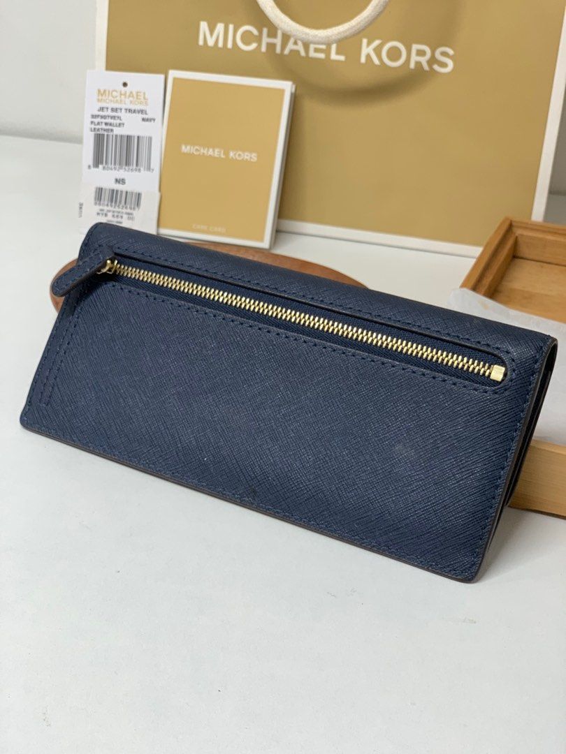 Michael Kors Wallet Navy Blue Golden Zip Womens Fashion Bags  Wallets  Wallets  Card holders on Carousell