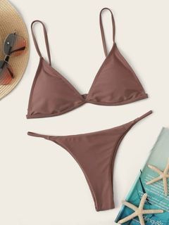 Minimalist Bikini Set Triangle Bra & Thong Bottom 2 Piece Bathing Suit