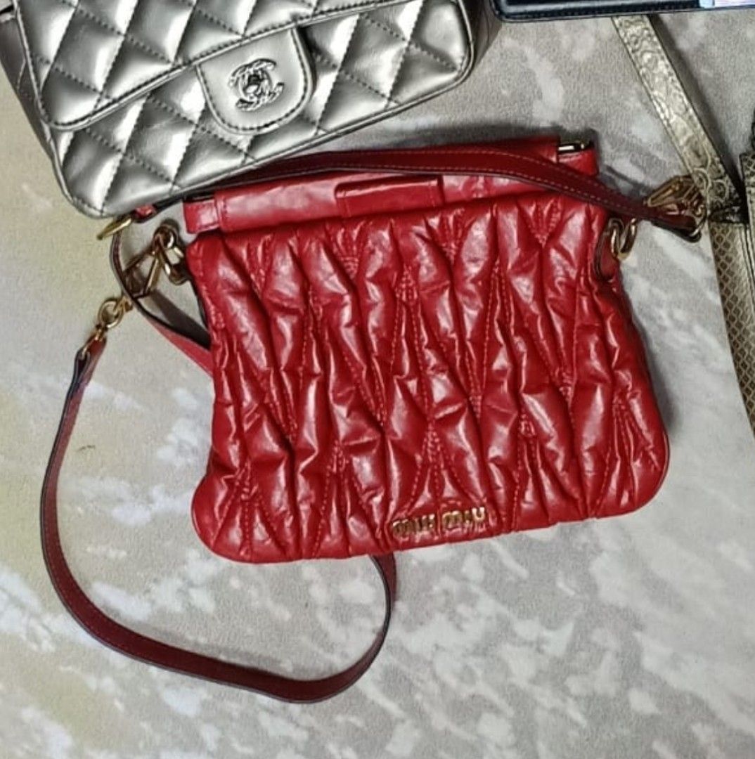 MIU MIU MATELASSE TWO WAY LEATHER BAG, Luxury, Bags & Wallets on Carousell