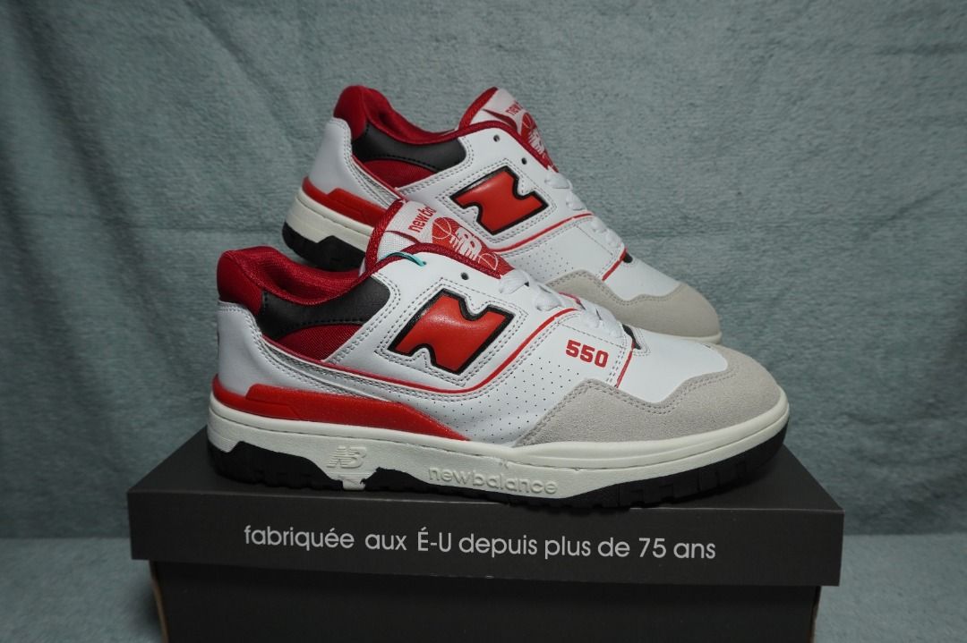 New Balance 550 White Red MR530SG, Fesyen Pria, Sepatu , Sneakers