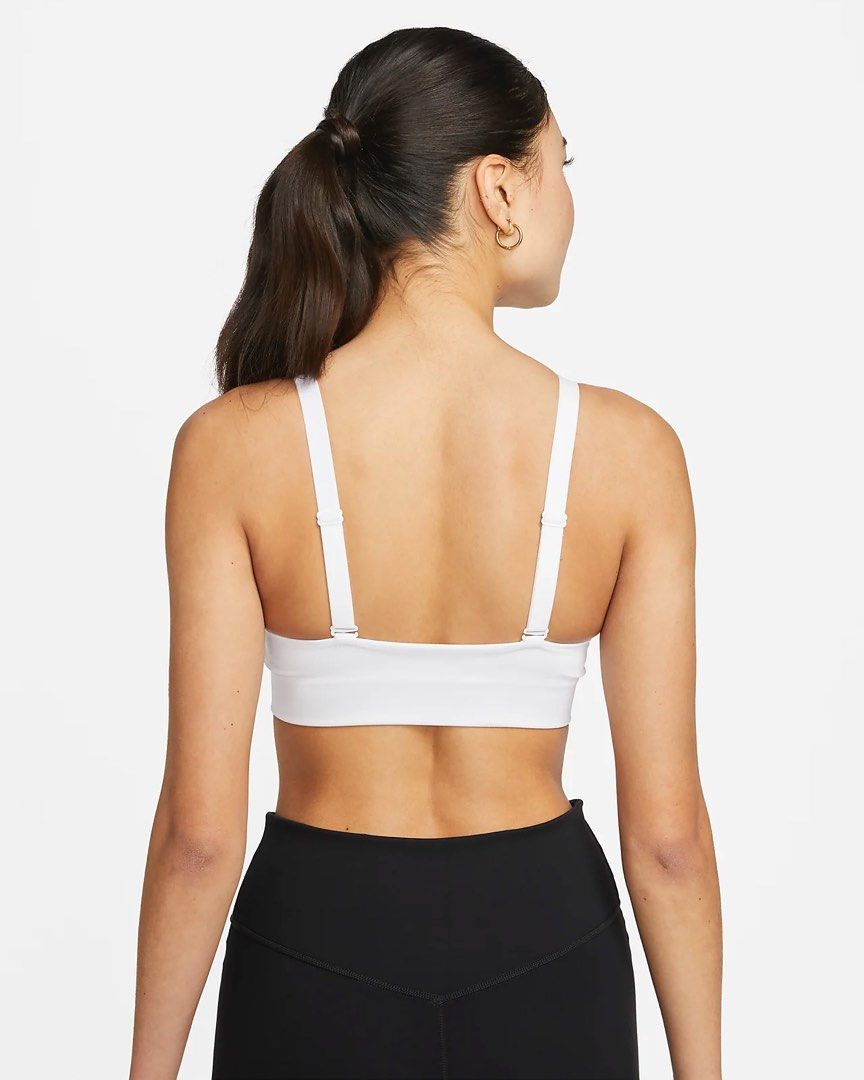 NIKE Indy Plunge Cut-Out Medium-Support Padded Sports Bra in White