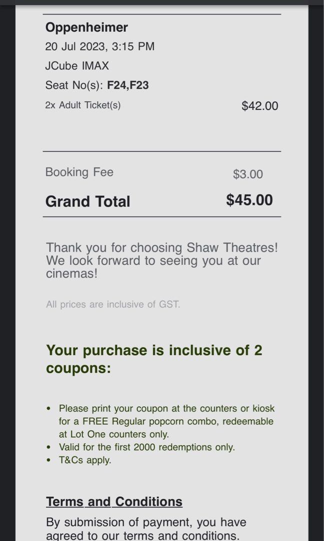 Oppenheimer IMAX tickets, Tickets & Vouchers, Event Tickets on Carousell