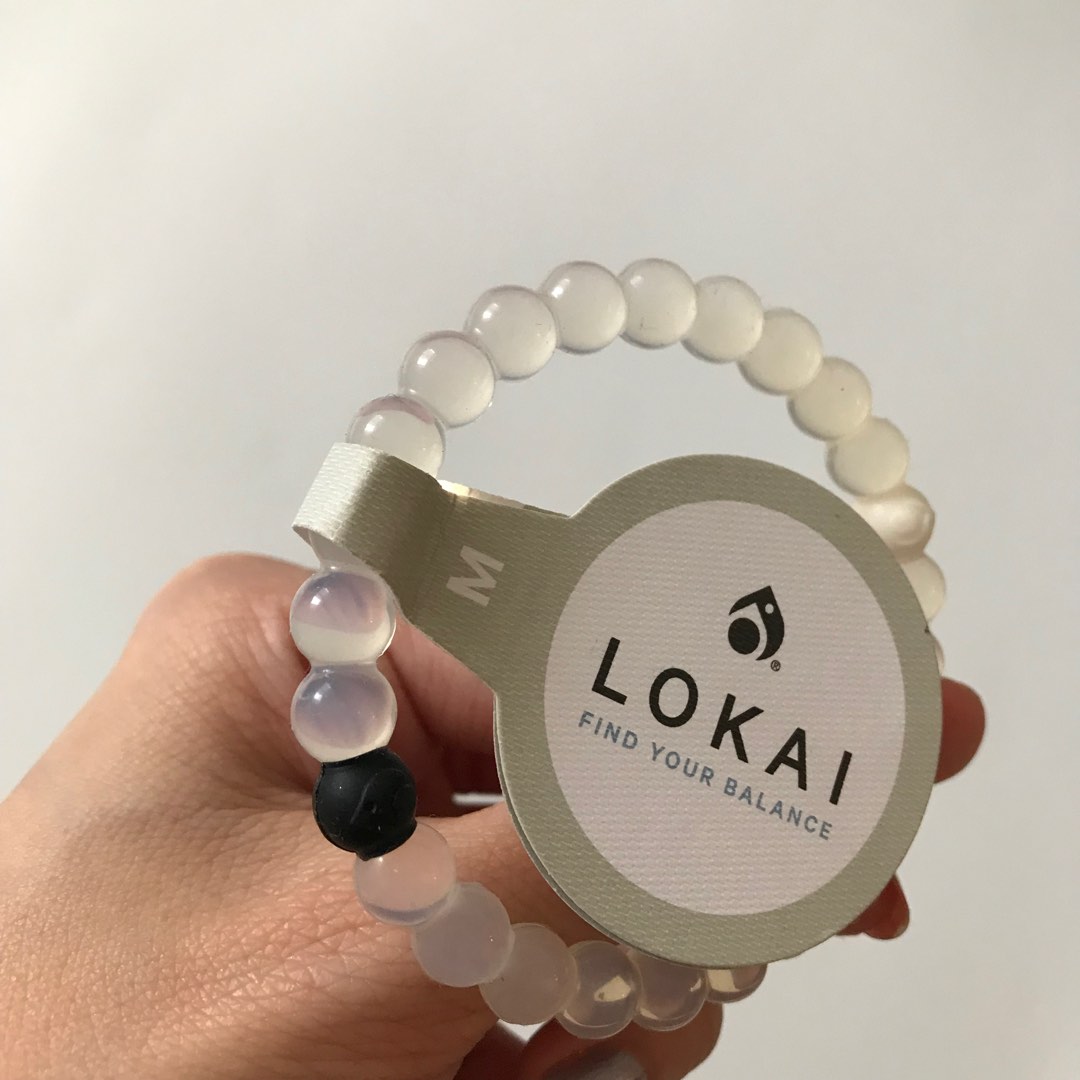 Original Lokai Classic Bracelet Black and White Clear, Men's Fashion