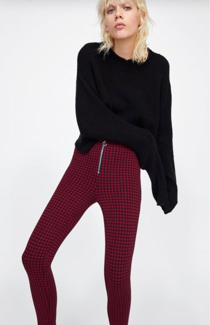Original Zara Plaid Leggings Women s Fashion Bottoms Jeans
