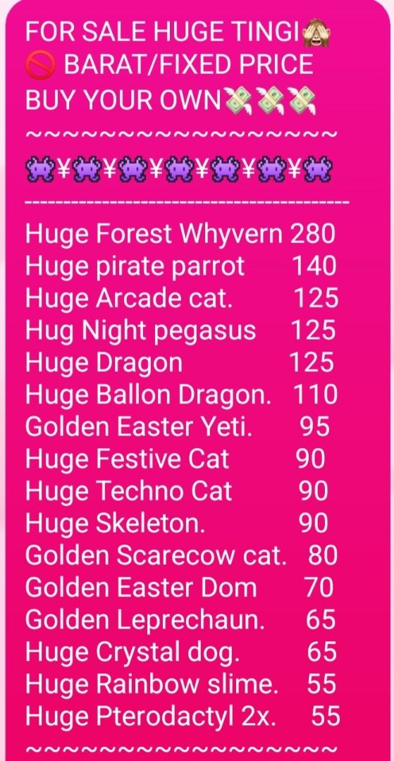 Pet simulator x latest price list selling (Category: Game Gift Cards & Accounts) located in Caloocan City. Submitted by ajdanstore (Listing ID 1244157588, Image 1). Description: Check price list then message me.
