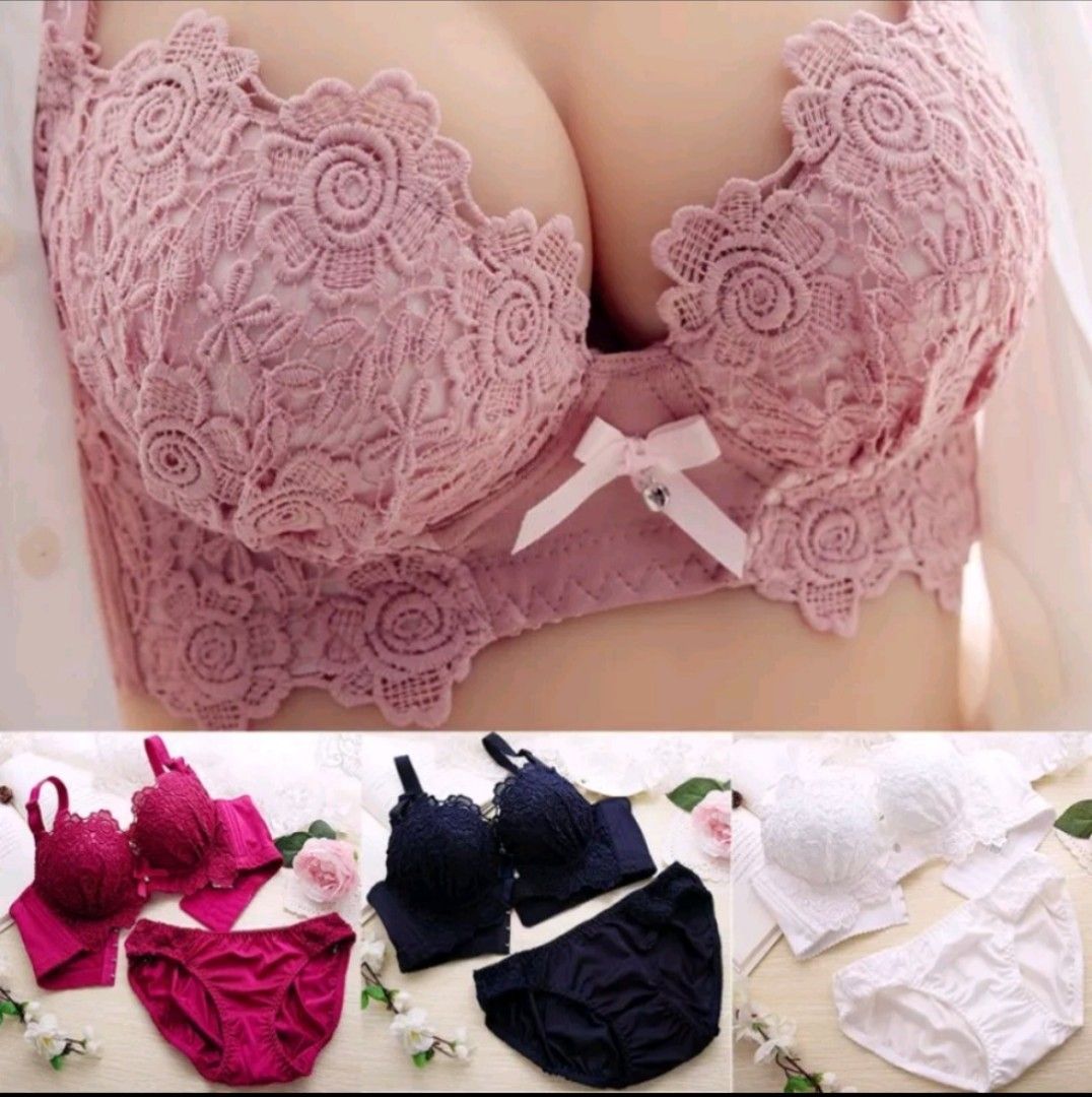 Pink bra (36/80b) + panty set, Women's Fashion, New Undergarments
