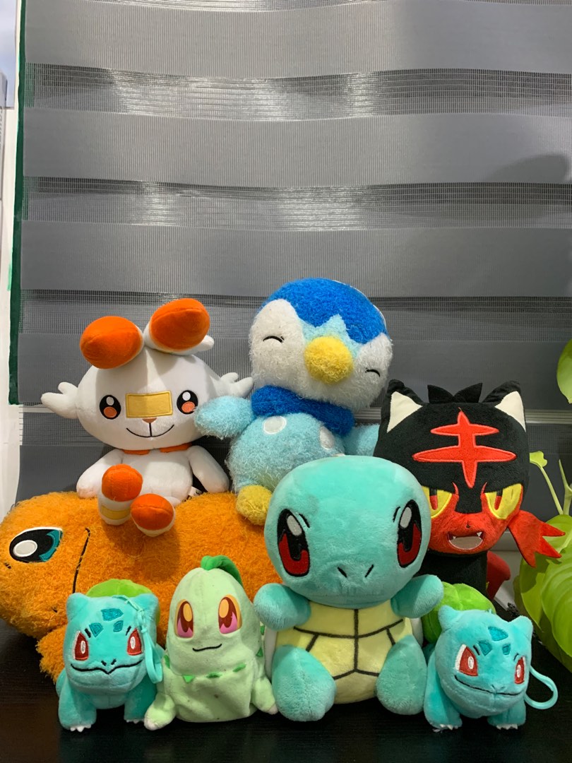 Pokemon Starter Plushies (Cinderace Piplip Charmander chikorita