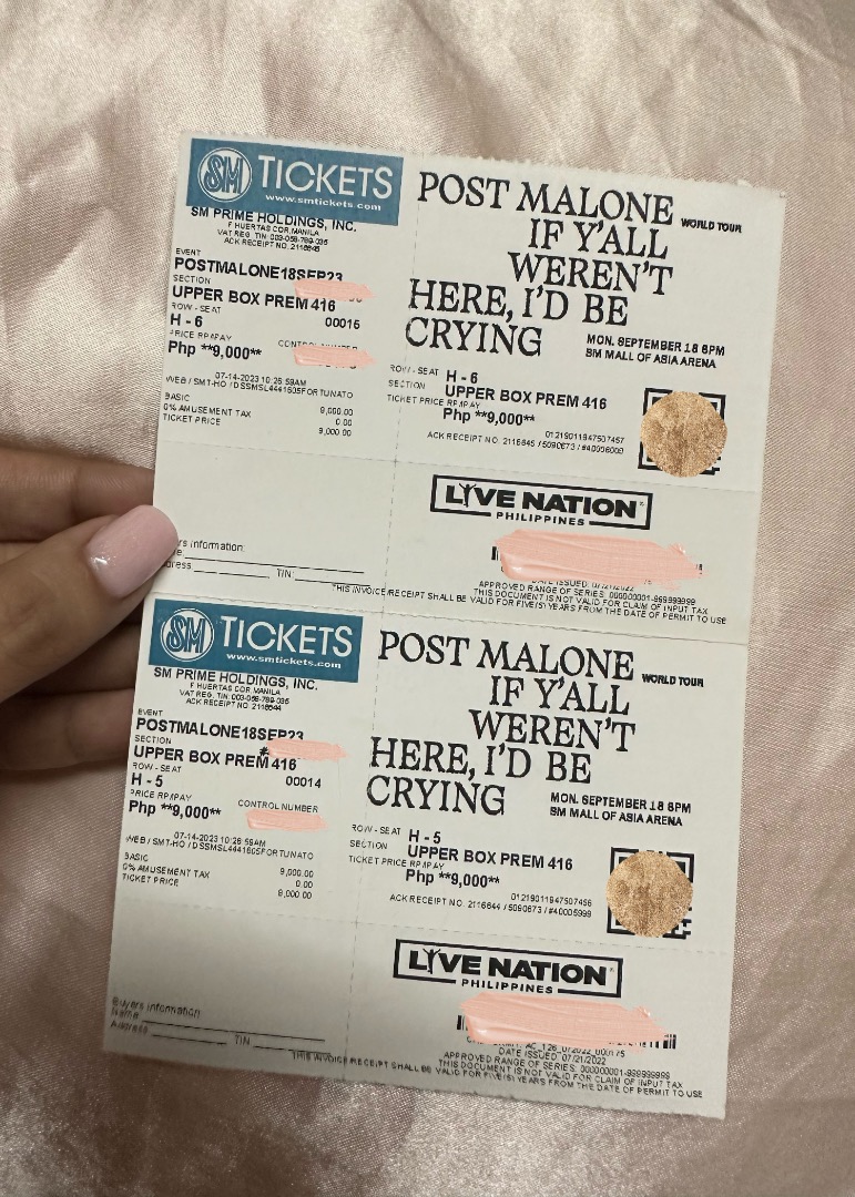 Post Malone Tickets, Tickets & Vouchers, Event Tickets on Carousell