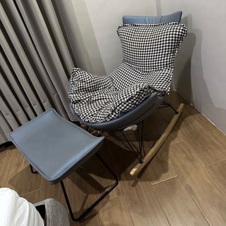 Preloved Modern Houndstooth Leather Rocking Chair