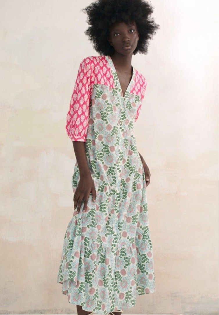 Printed midi dress Zara Women s Fashion Dresses Sets Dresses on Carousell