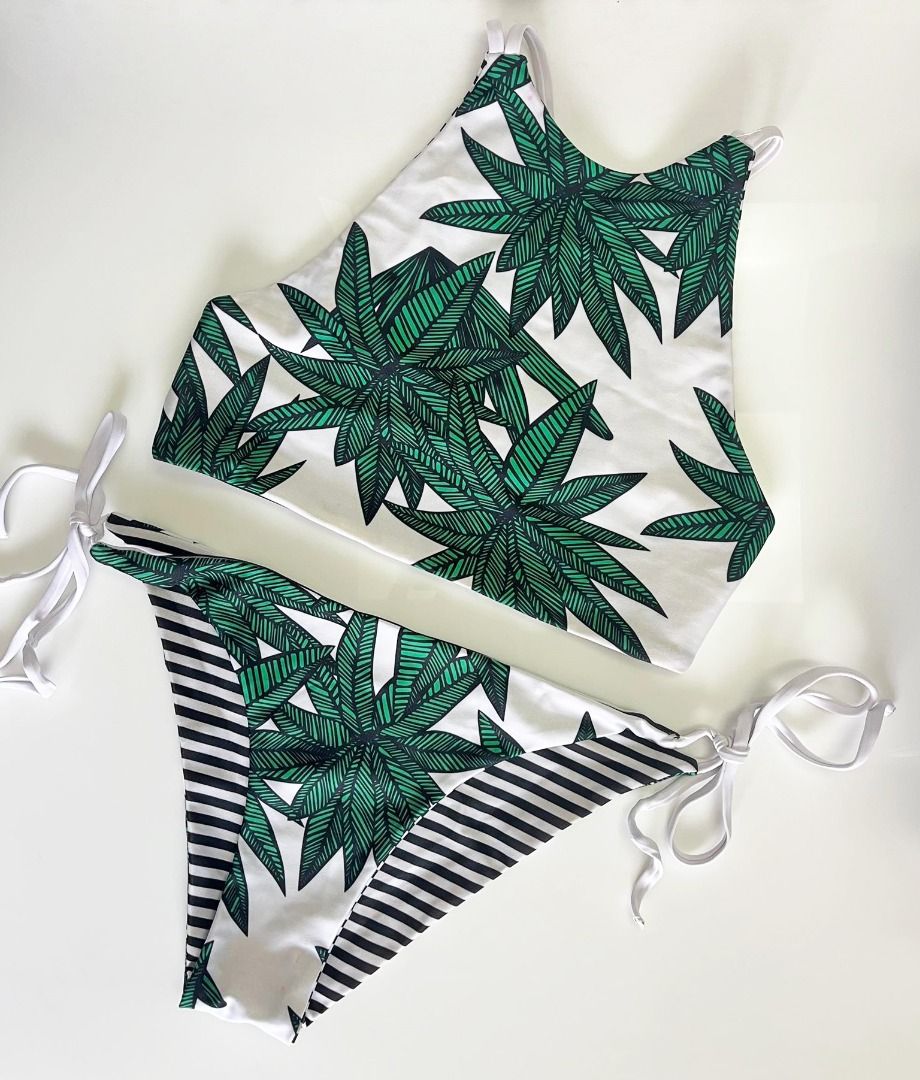 Matching Tropical striped  biking set